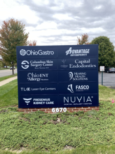 Signage from front of building
